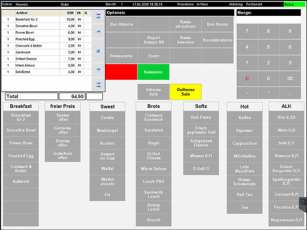 iPOS Kassensoftware - Layoutbeispiel 1